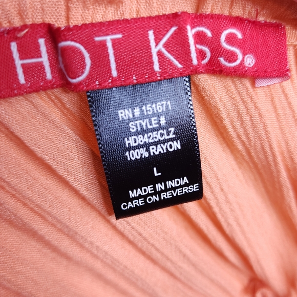 Hot Kiss Sun Dress Tiered Peach Coral Smocked Size Large Adjustable Straps NWT - Picture 5 of 11